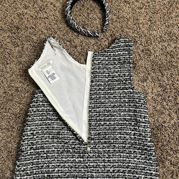 Rachel Zoe Size 6 Shift Metallic Black/White/Gold Tweed Holiday Dress& Headband - Picture 10 of 13